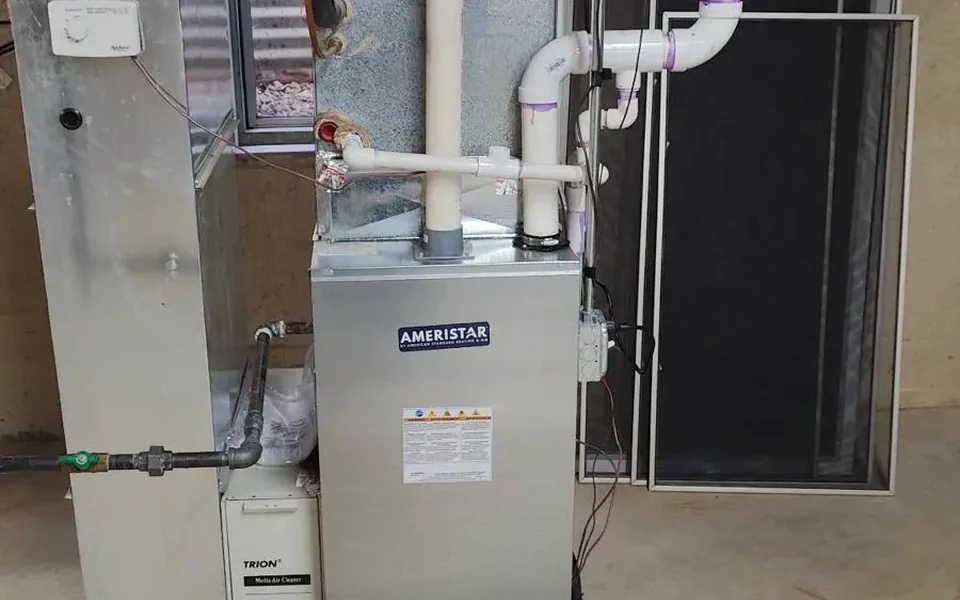 Furnace and return-air equipment near a filter location